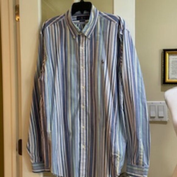 Men's Ralph Lauren Striped Button Down Dress Shirt Sz XL TG - Picture 1 of 9